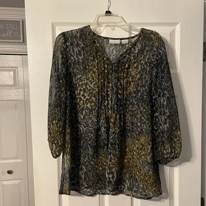 Liz Claiborne sheer animal print blouse
